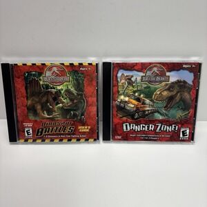 Jurassic Park PC Games Bundle - Dinosaur Battles Danger Zone! TESTED CIB